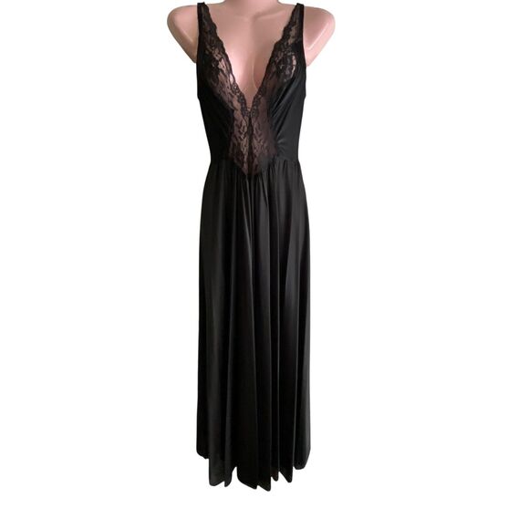 Vintage Olga Nightgown Womens Medium 9227 Long Lace Bodice Nylon Spandex Sweep - Picture 1 of 8